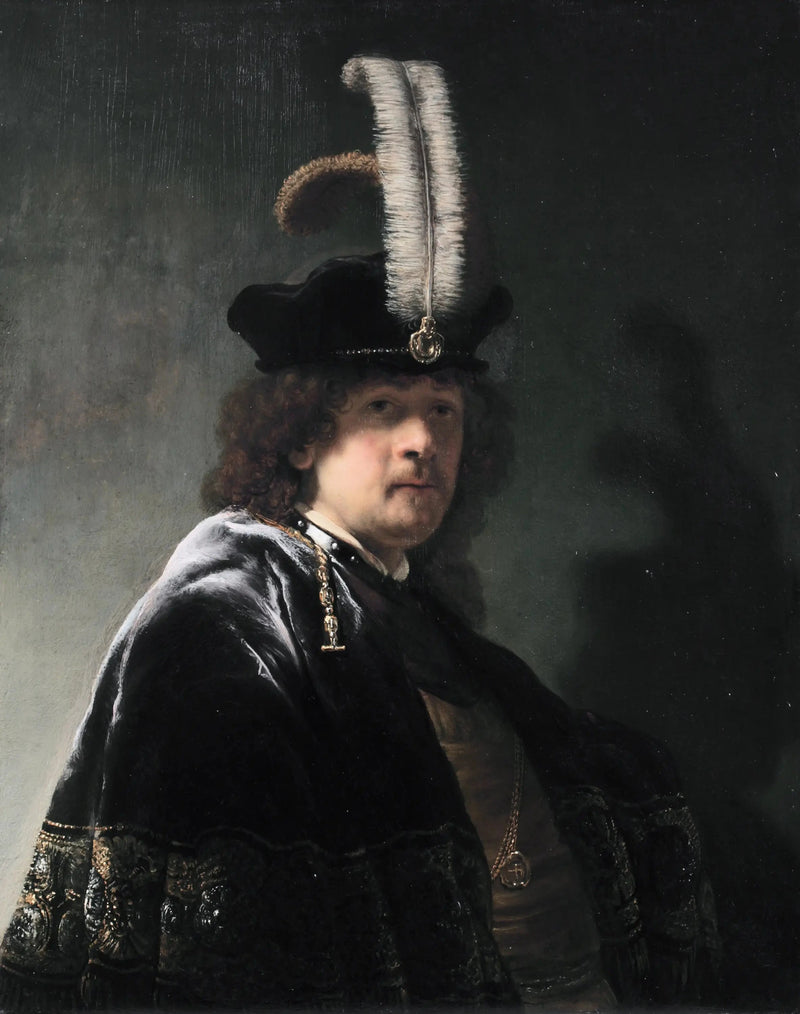 Zelfportret met verenhoed - Rembrandt