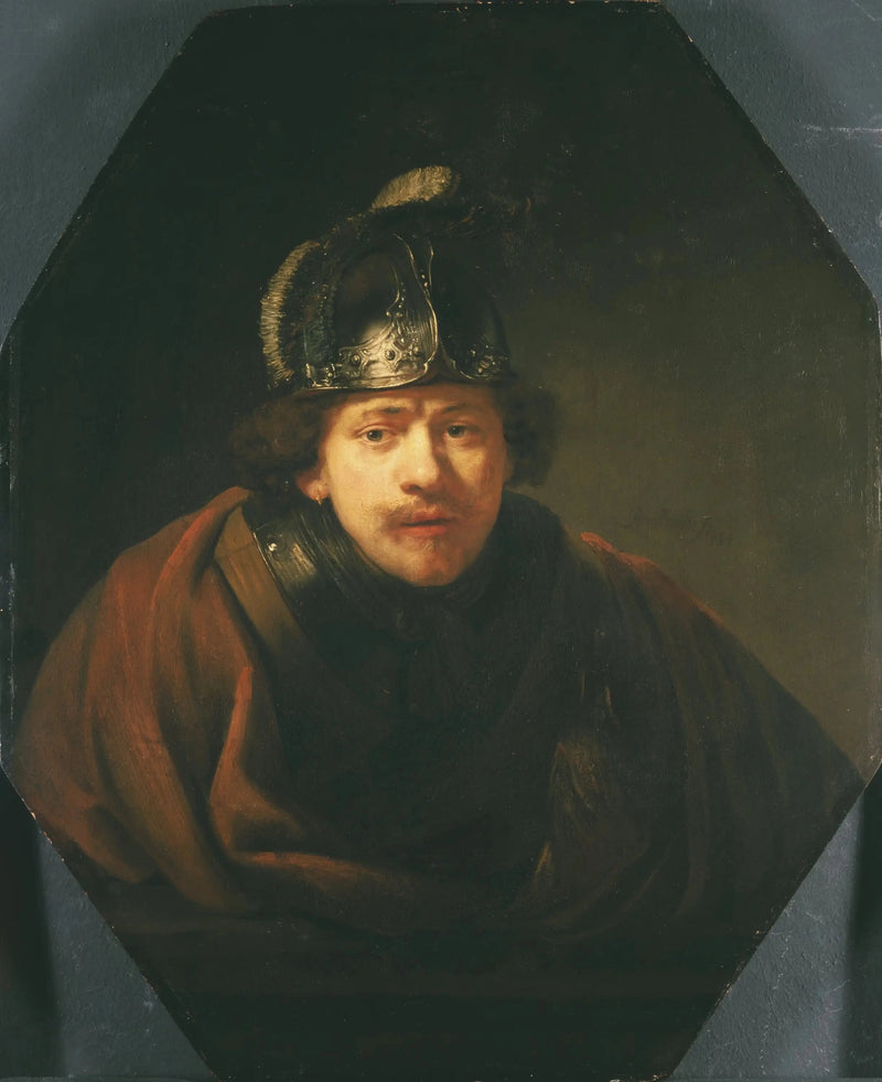 Zelfportret met helm - Rembrandt