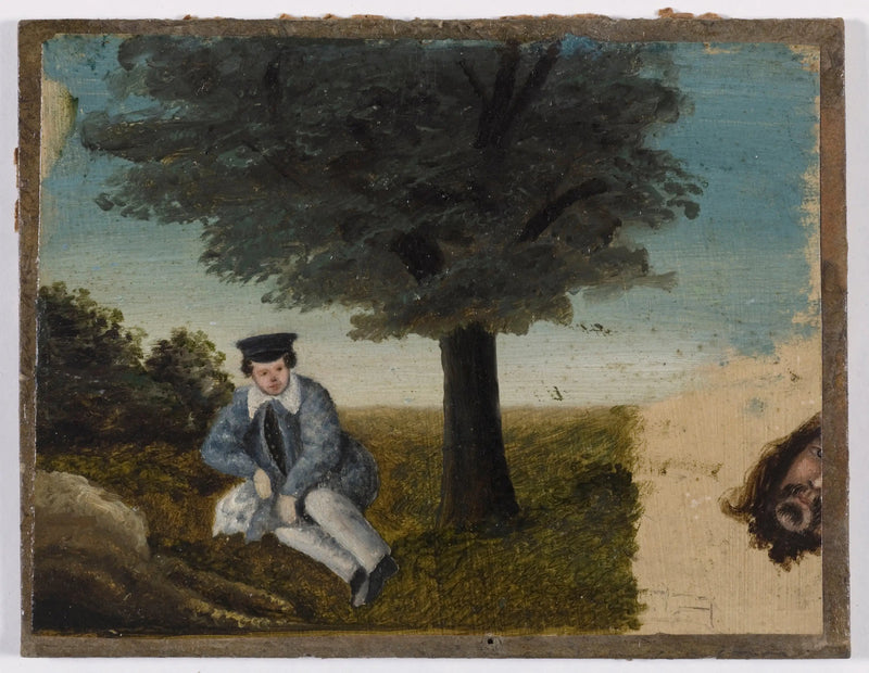Zelfportret van Gustave Courbet op vierjarige leeftijd; fragment van een baardkop - Gustave Courbet