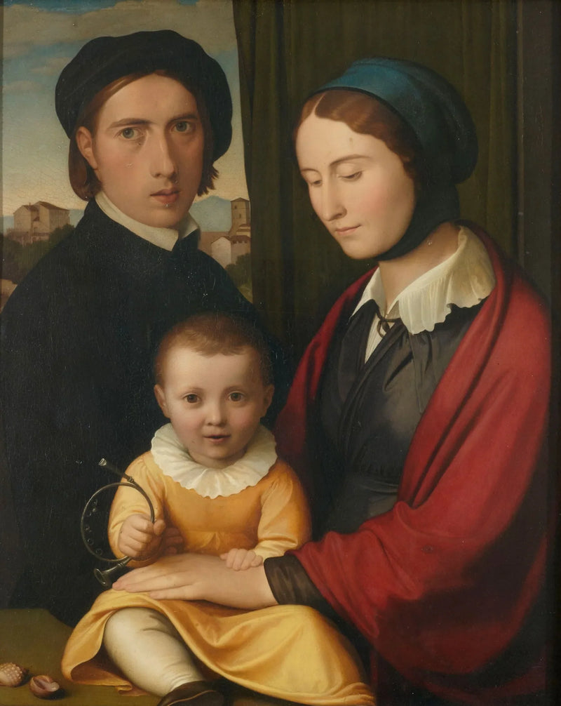 Zelfportret van de kunstenaar met zijn vrouw en zoon Alfons - Johann Friedrich Overbeck