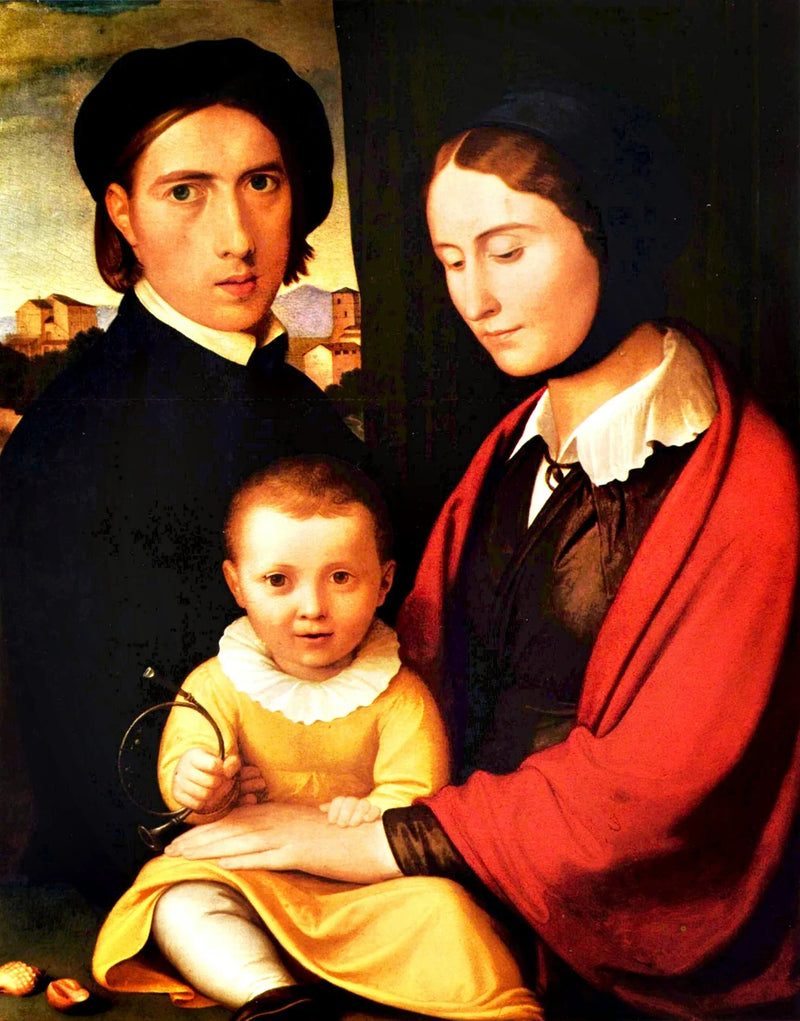 Zelfportret van de kunstenaar met zijn vrouw en zoon Alfons - Johann Friedrich Overbeck
