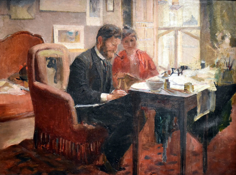 Zelfportret van Mucha in zijn appartement in Parijs - Alphonse Mucha