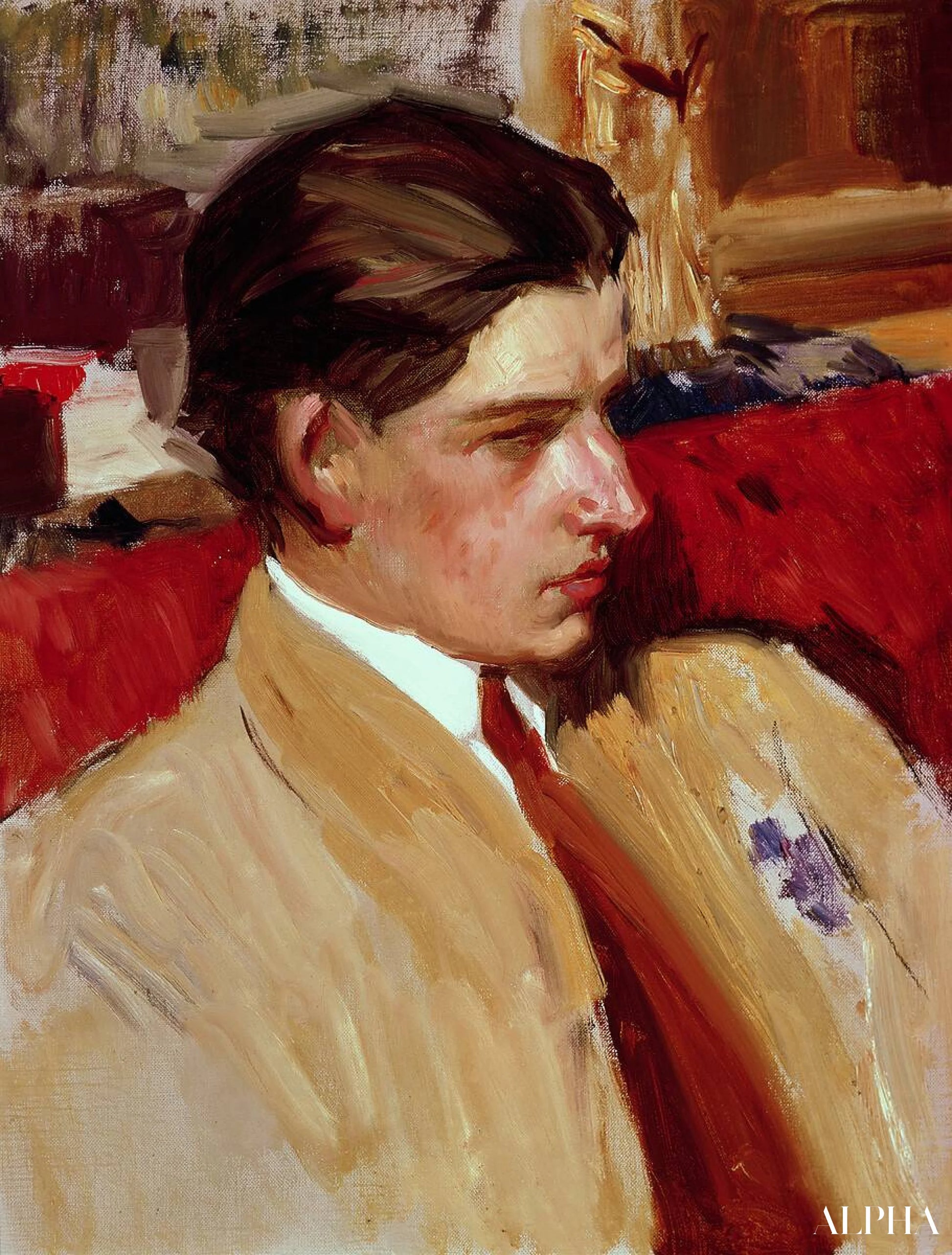 'Zelfportret in profiel - Sorolla - Reproducties van schilderijen en hoogwaardige schilderijen'