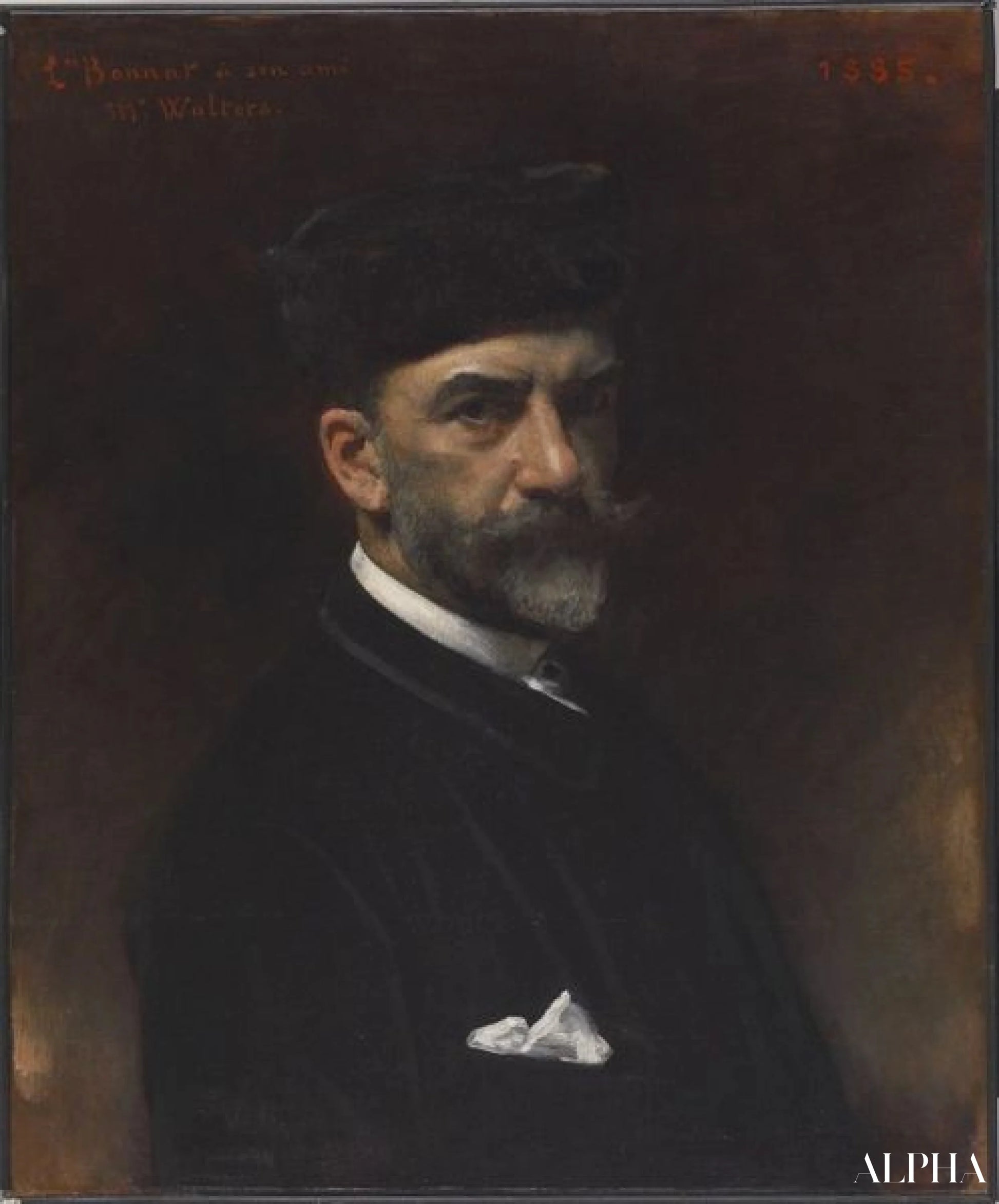Zelfportret opgedragen aan William Walters - Léon Bonnat - Reproducties van schilderijen en hoogwaardige schilderijen