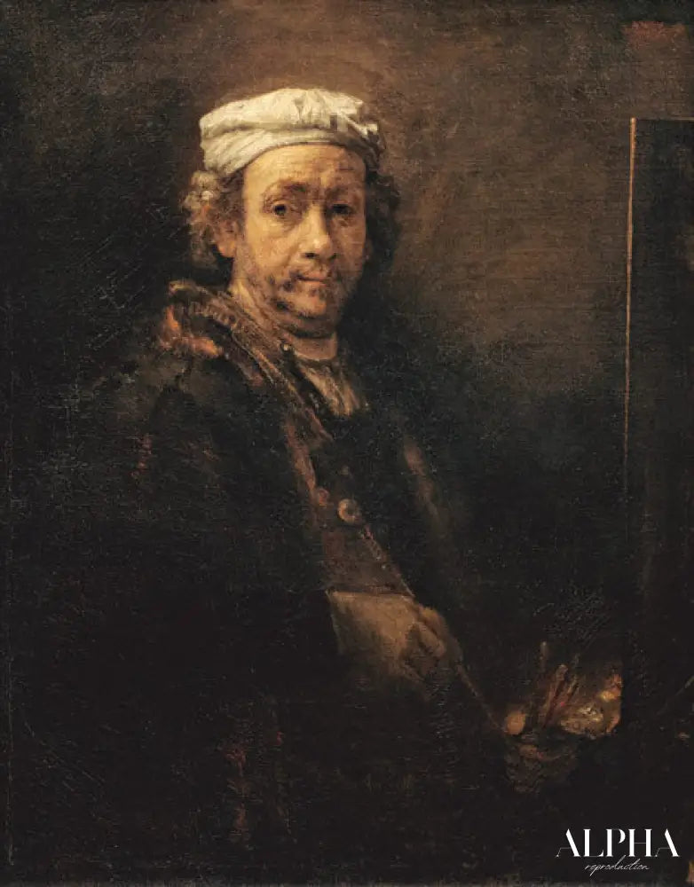 Autoportrait devant le chevalet - Rembrandt van Rijn - Reproductions de tableaux et peintures haut de gamme