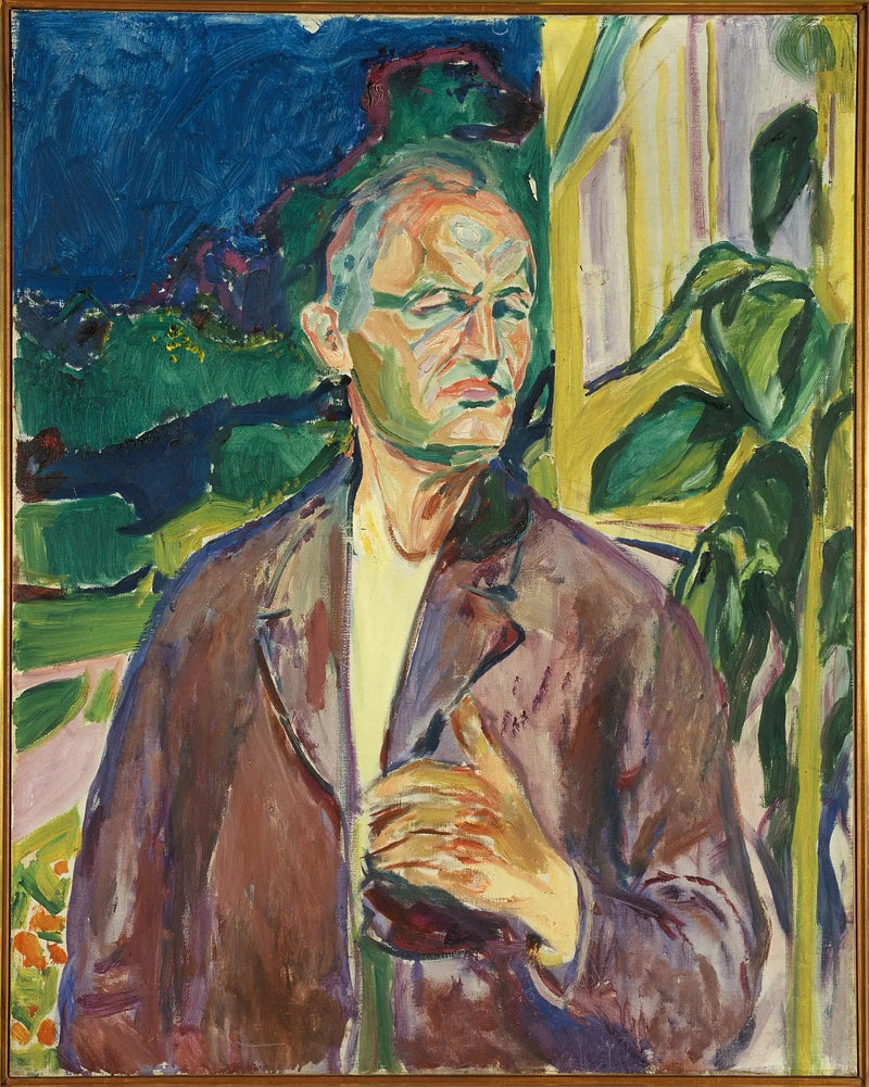Zelfportret voor de muur van het huis - Edvard Munch