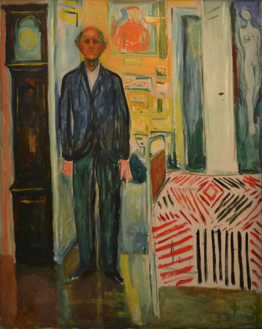 Zelfportret. Tussen de klok en het bed - Edvard Munch