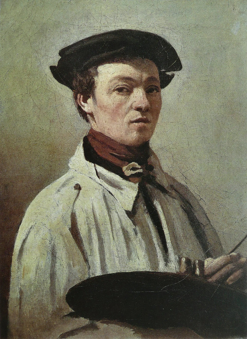Zelfportret, het palet in de hand - Jean-Baptiste Camille Corot