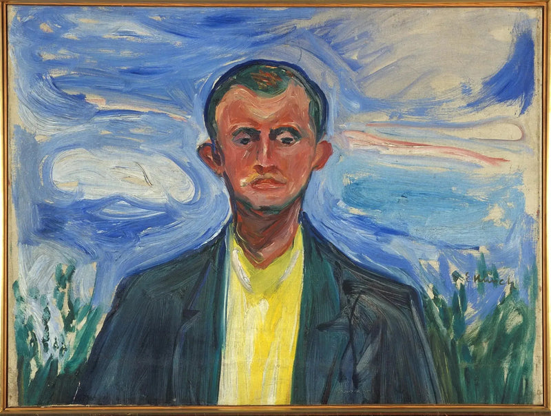 Zelfportret op een blauwe lucht - Edvard Munch