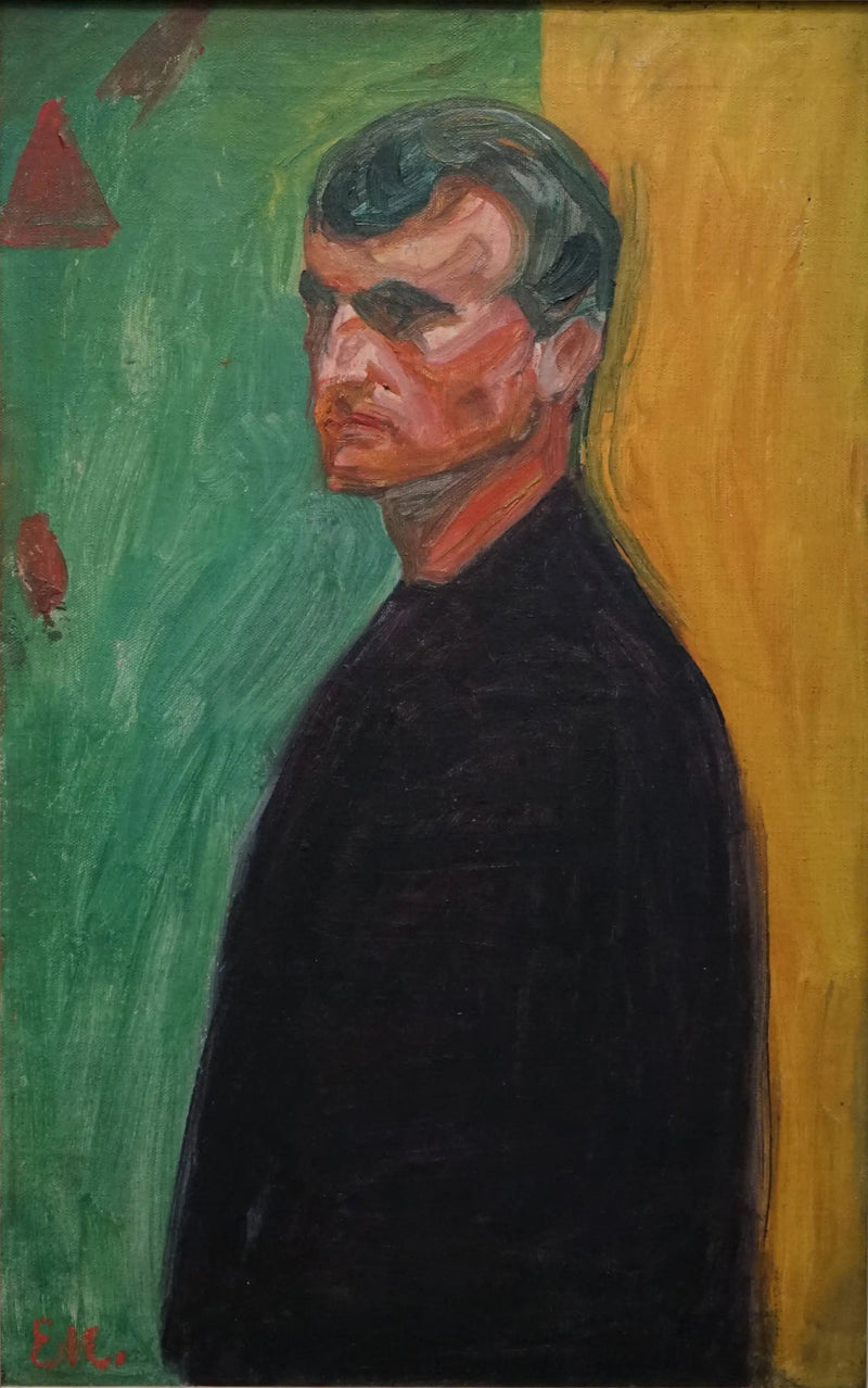 Zelfportret op een bicolor achtergrond - Edvard Munch