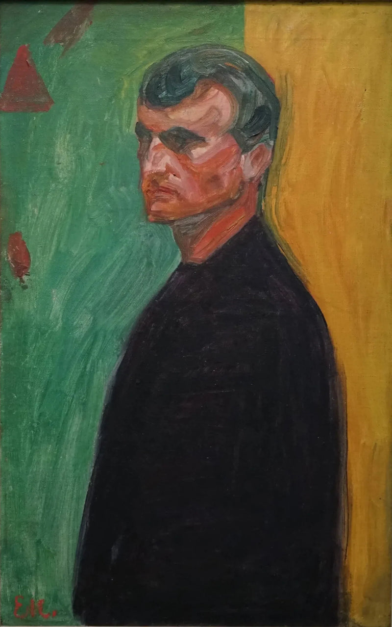 Zelfportret op een bicolor achtergrond - Edvard Munch