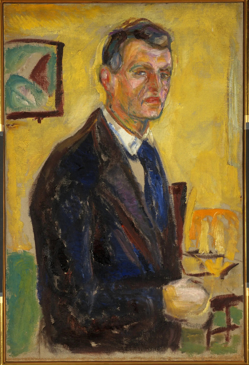 Zelfportret op een gele achtergrond - Edvard Munch