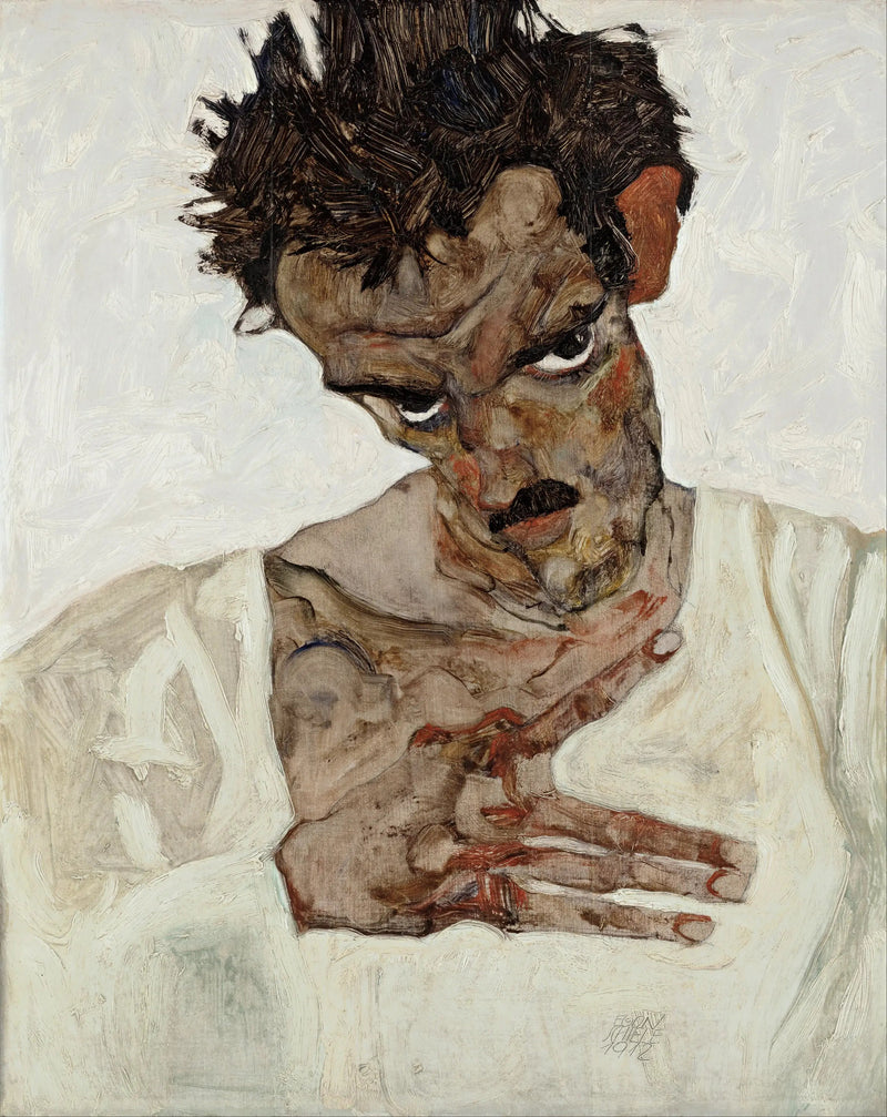 Zelfportret met het hoofd gebogen - Egon Schiele