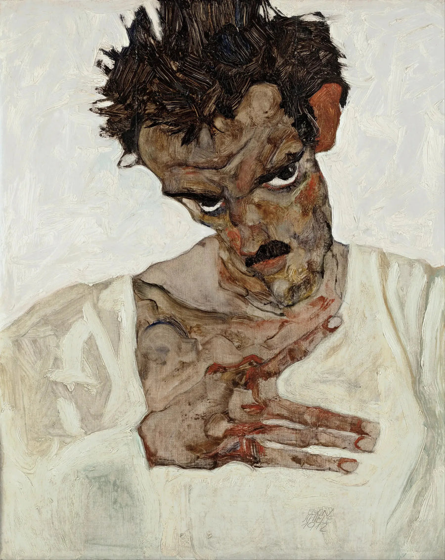 Zelfportret met het hoofd gebogen - Egon Schiele