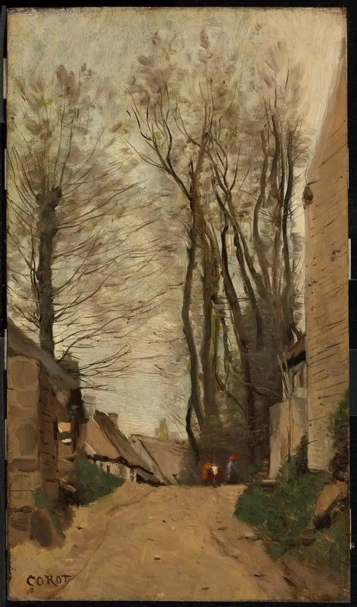 Auvers - Een aflopende straat - Jean-Baptiste Camille Corot