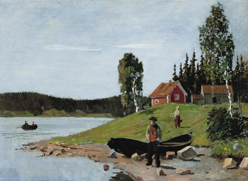 Baai met schip en huis - Edvard Munch