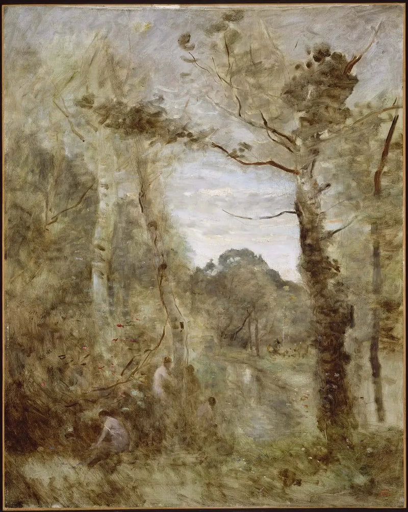 Zwemmers in een open plek - Jean-Baptiste Camille Corot