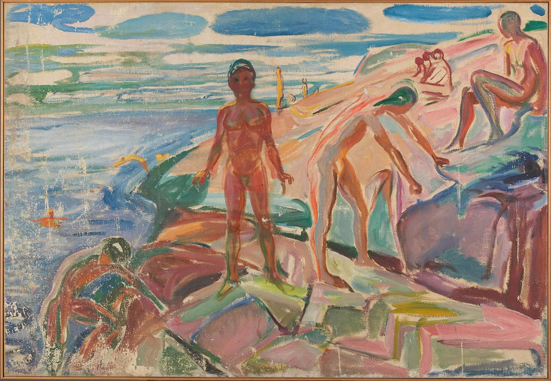 Baders op de rotsen - Edvard Munch