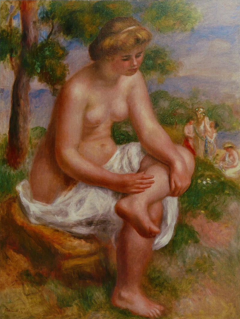 Zittende badster in een landschap, genaamd Eurydice - Pierre-Auguste Renoir