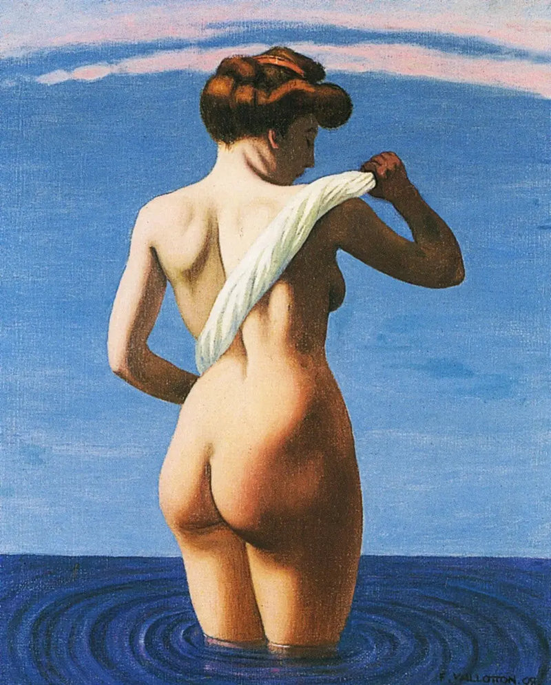 Naaktdouwer die zich met een opgerolde doek afdroogt - Félix Vallotton

Source:
Baigneuse de dos s'essuyant avec un linge roulé - Félix Vallotton