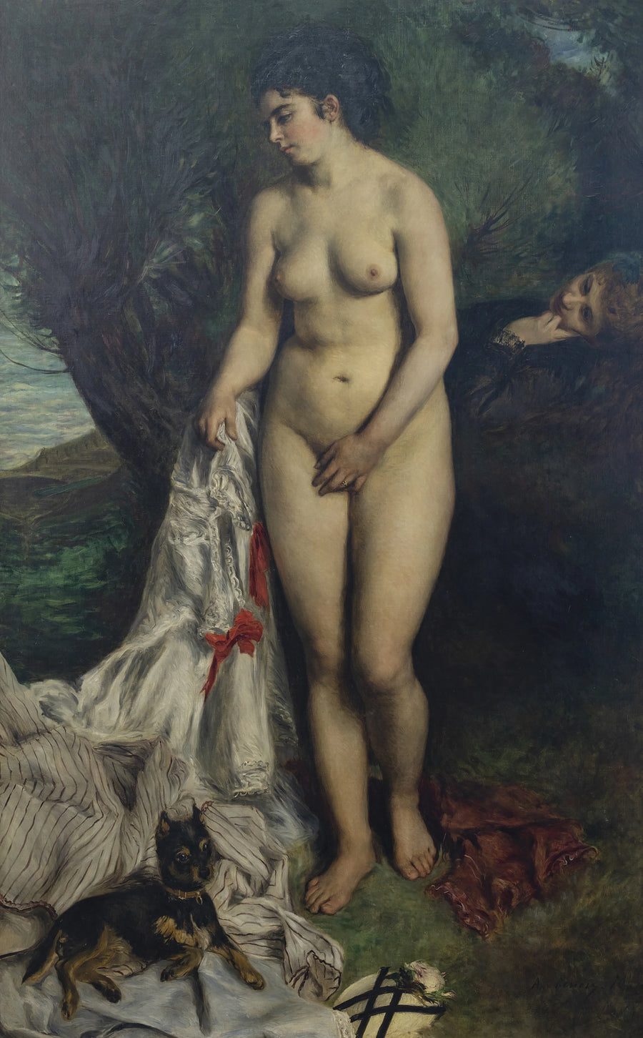 Badende vrouw met een griffon of Lise aan de oever van de Seine - Pierre-Auguste Renoir