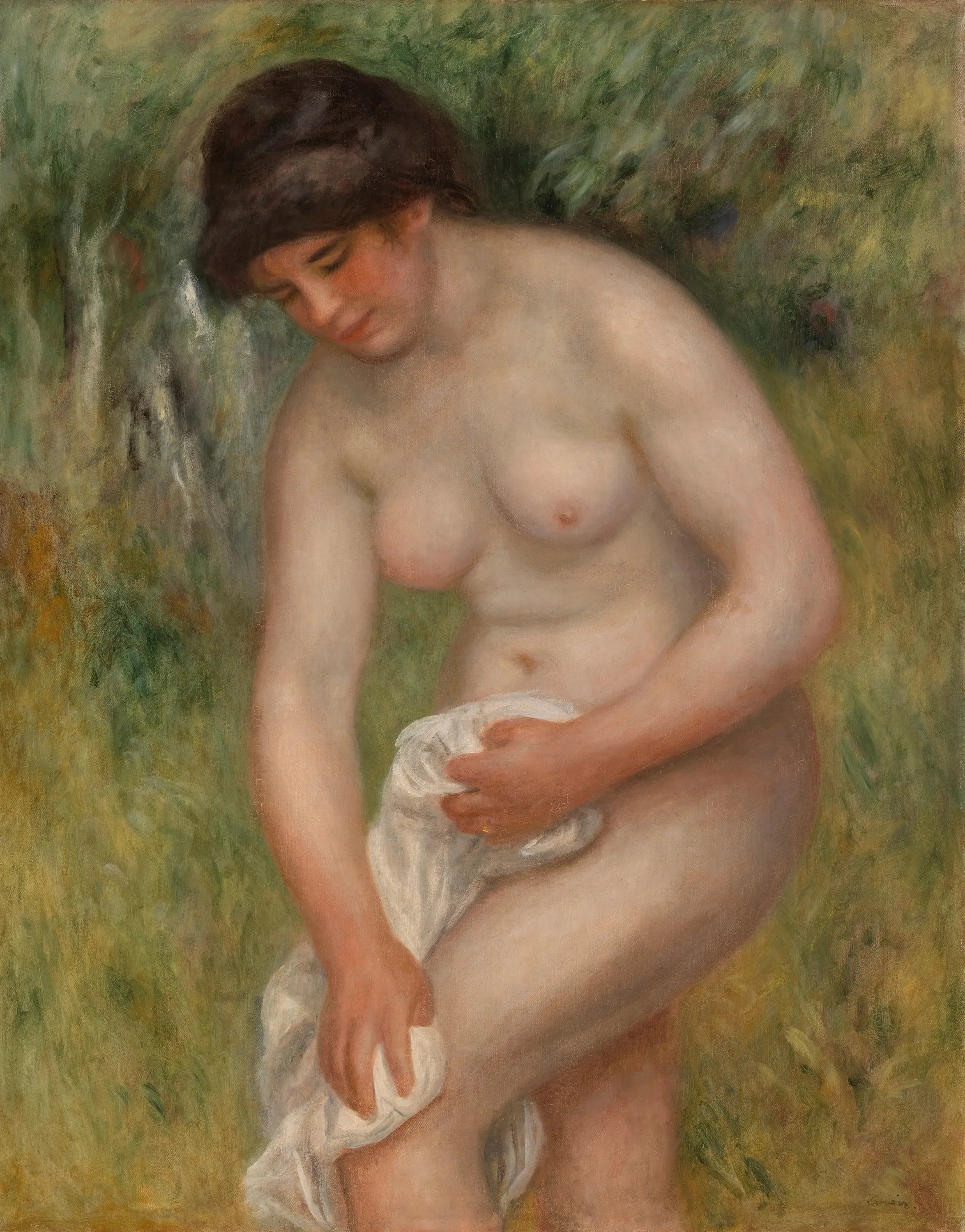Baigneuse se séchant (Baigneuse s'essuyant) - Pierre-Auguste Renoir image 1 tableau peint à l’huile sur toile