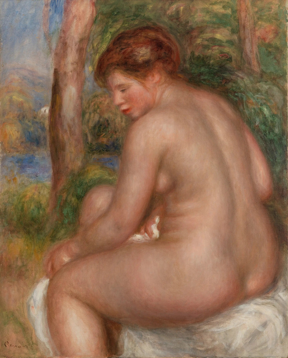 Baigneuse vue de trois quarts - Pierre-Auguste Renoir image 1 reproduction d’œuvre d’art à l’huile