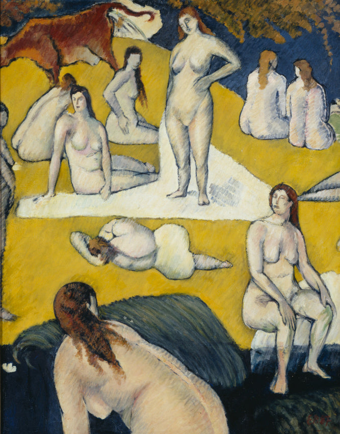Badende vrouwen bij de rode koe - Émile Bernard