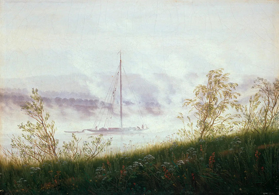 Boot in de ochtendmist - Caspar David Friedrich