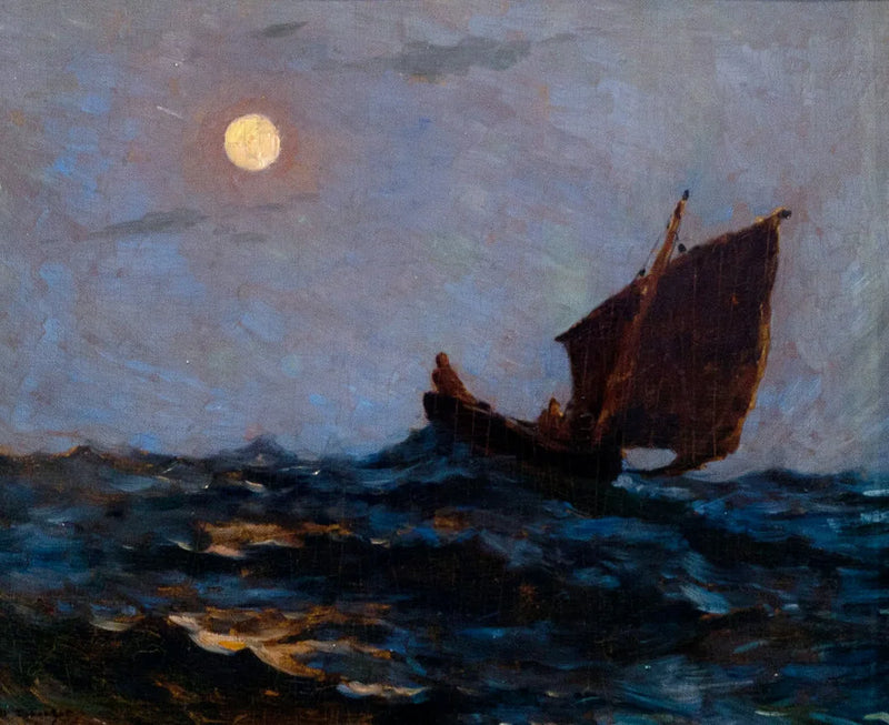 Visboot in de mist - Henri Le Sidaner