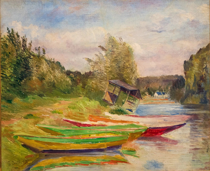 Bootjes en hut, oever van de Seine - Gustave Caillebotte