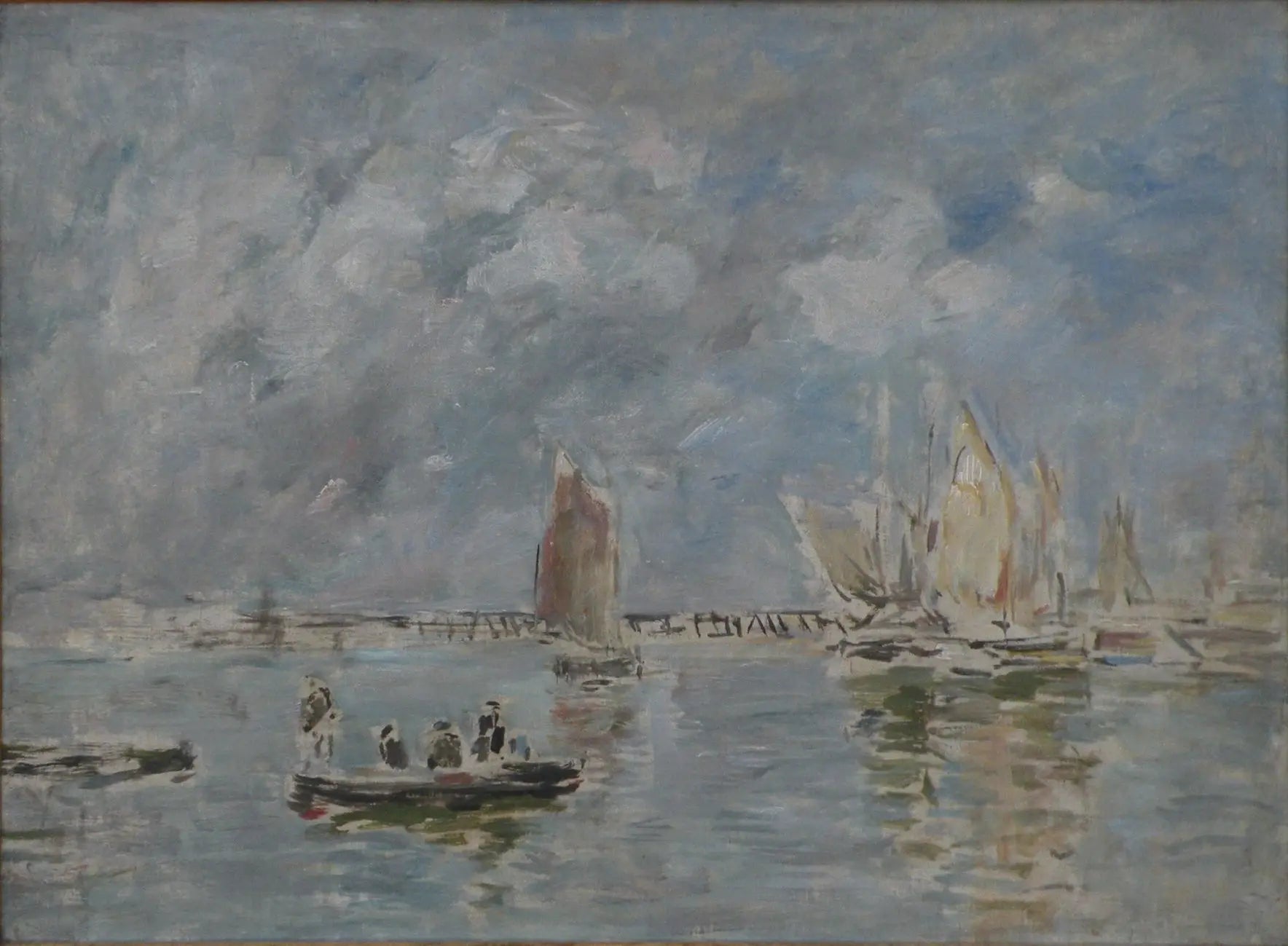 Barques et Estacade - Eugène Boudin image 1 copie peinte à la main à l’huile