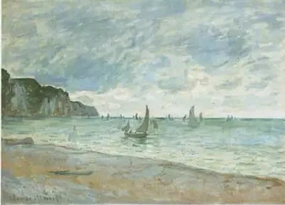 Vissersboten voor de kliffen van Pourville W786 - Monet