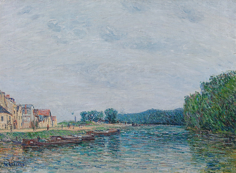 Booten, kade van Pothuis in Pontoise - Gustave Loiseau