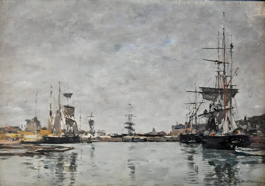 Deauville bassin grijze lucht - Eugène Boudin