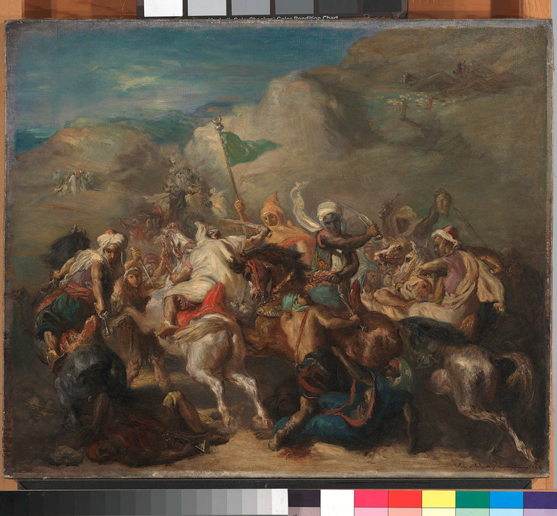 Slag van Arabische ruiters rond een vaandel - Théodore Chassériau