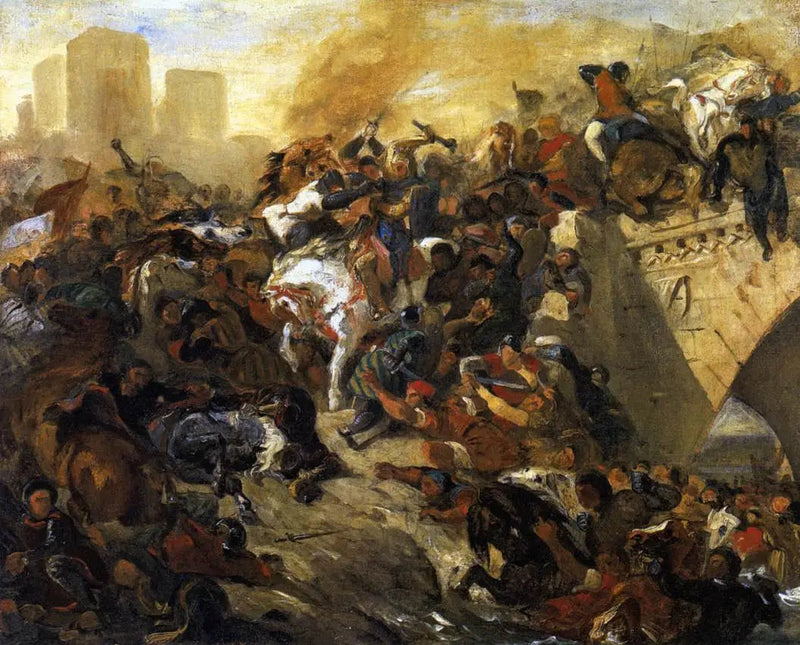 Slag bij Taillebourg gewonnen door Sint Lodewijk - Eugène Delacroix
