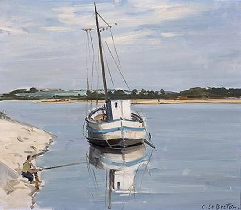 Wit schip op de Loire - Jules Breton