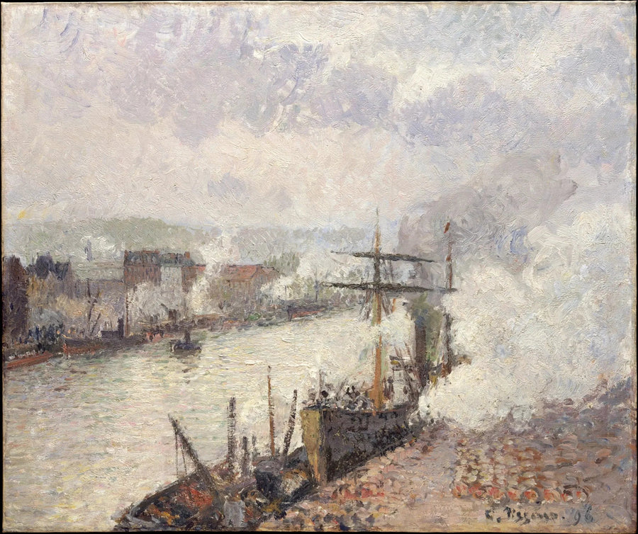 Stoomschepen in de haven van Rouen - Camille Pissarro