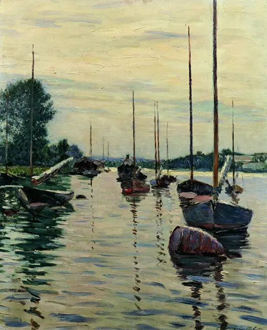 Afgemeerde boten op de Seine - Gustave Caillebotte