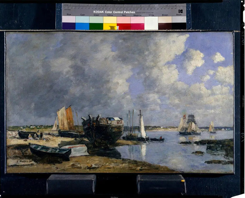 Schepen in de haven en aan de brug - Eugène Boudin
