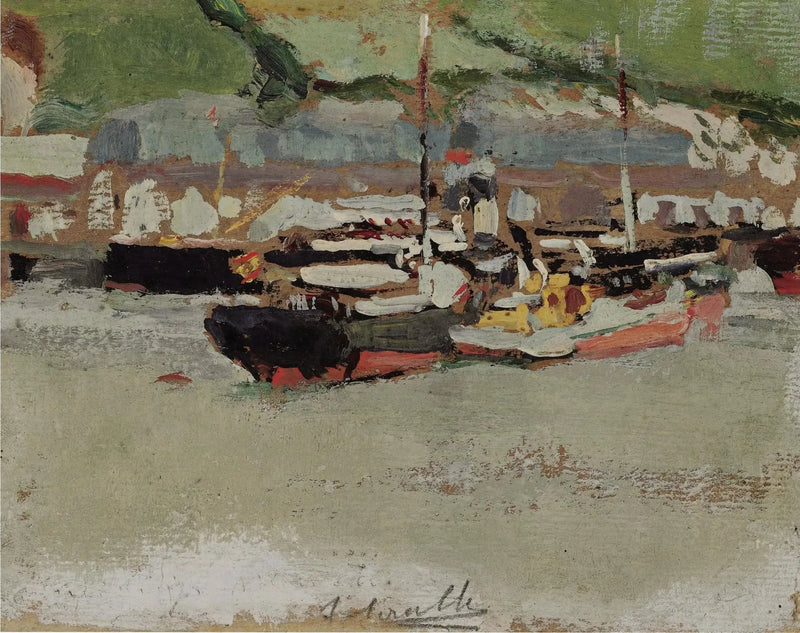 Botens in een haven - Joaquín Sorolla