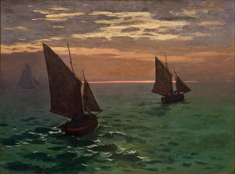 Vissersboten op zee - Claude Monet