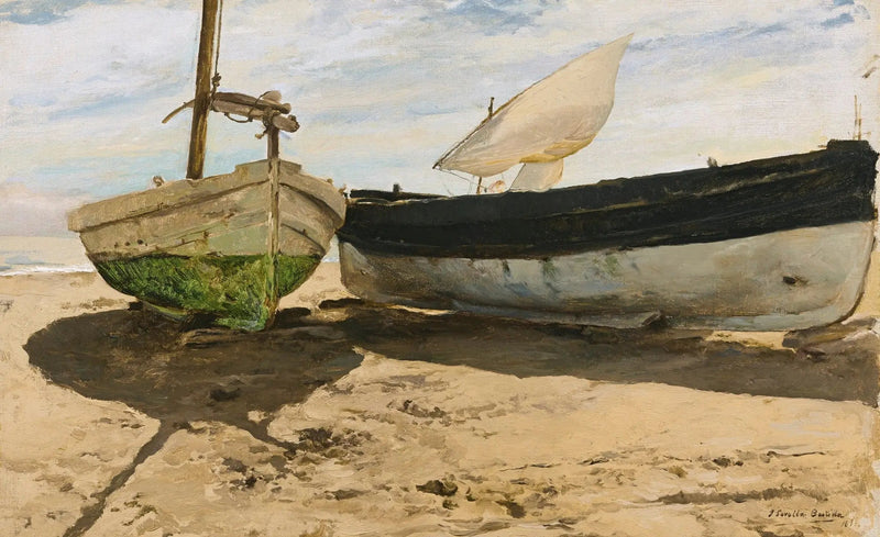 Vissersboten op het strand, Valencia - Joaquín Sorolla