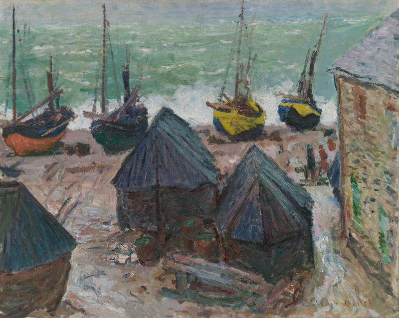 Boten op het strand in Étretat W1024 - Claude Monet