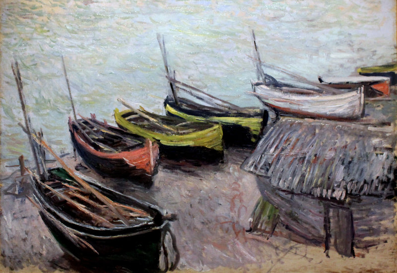 Boten op het strand bij Étretat - Claude Monet