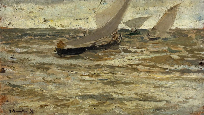 Schepen die de haven verlaten, Asturië - Joaquín Sorolla
