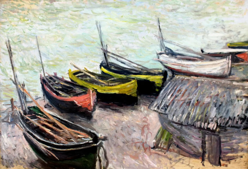 Boten op het strand bij Étretat - Claude Monet