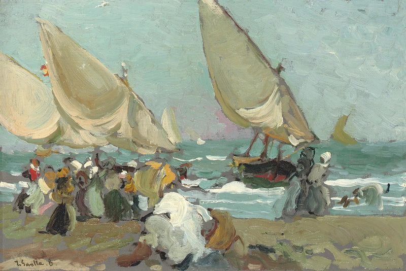 Botens op het strand van Valencia - Joaquín Sorolla