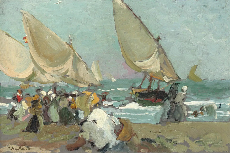 Botens op het strand van Valencia - Joaquín Sorolla